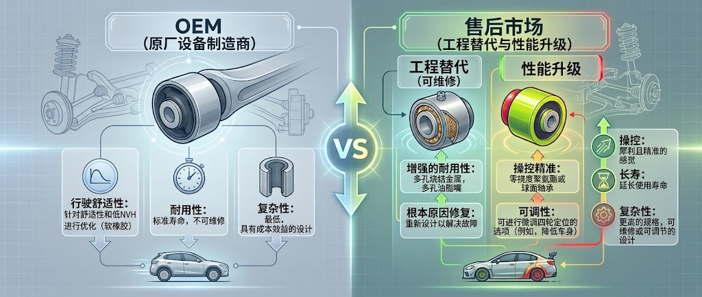 OEM原厂件与售后副厂件汽车衬套差异